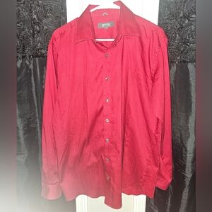 Men's red button up shirt